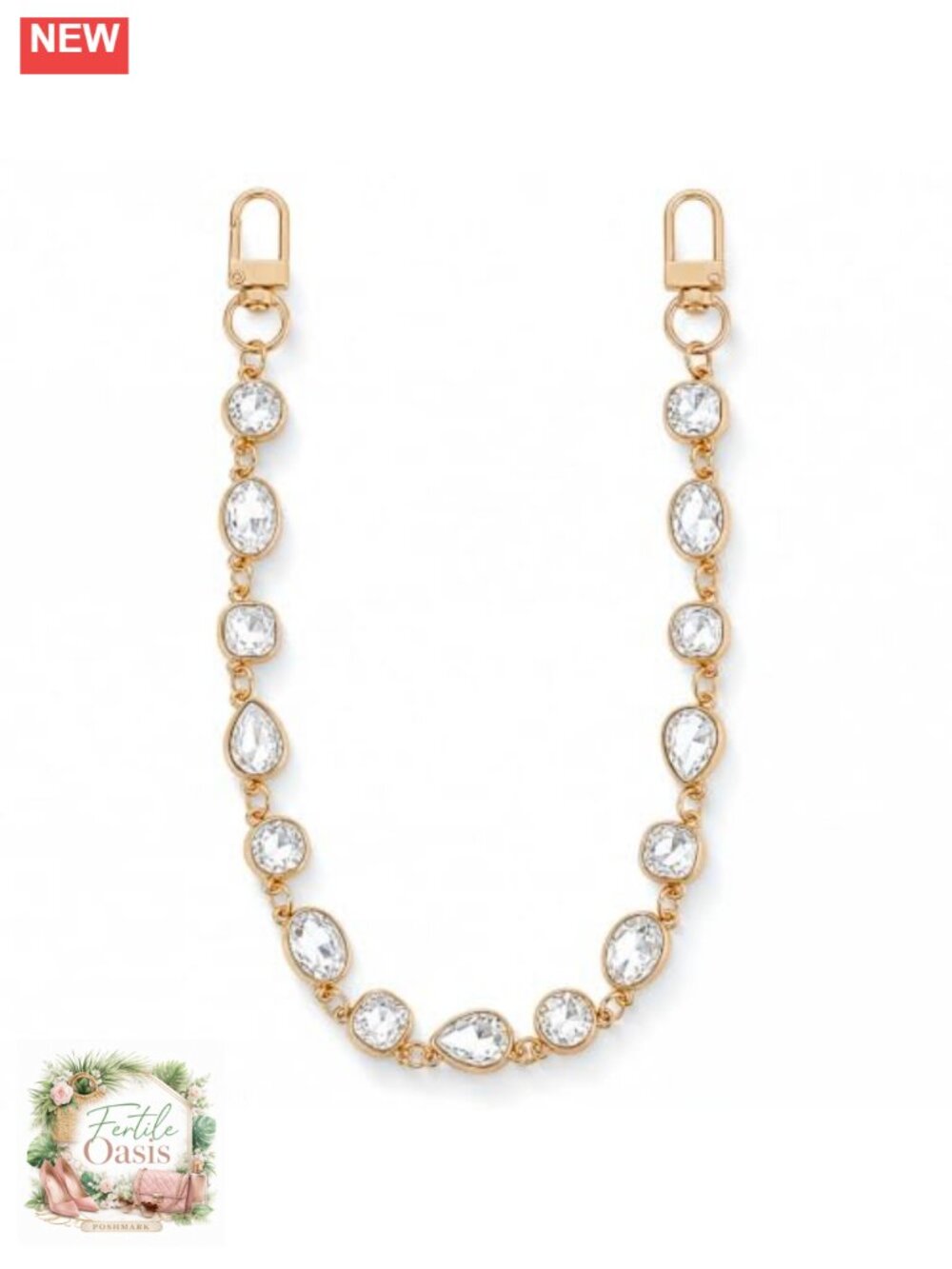 Rhinestone Purse Chain Charm Handbag Strap Extender Gold